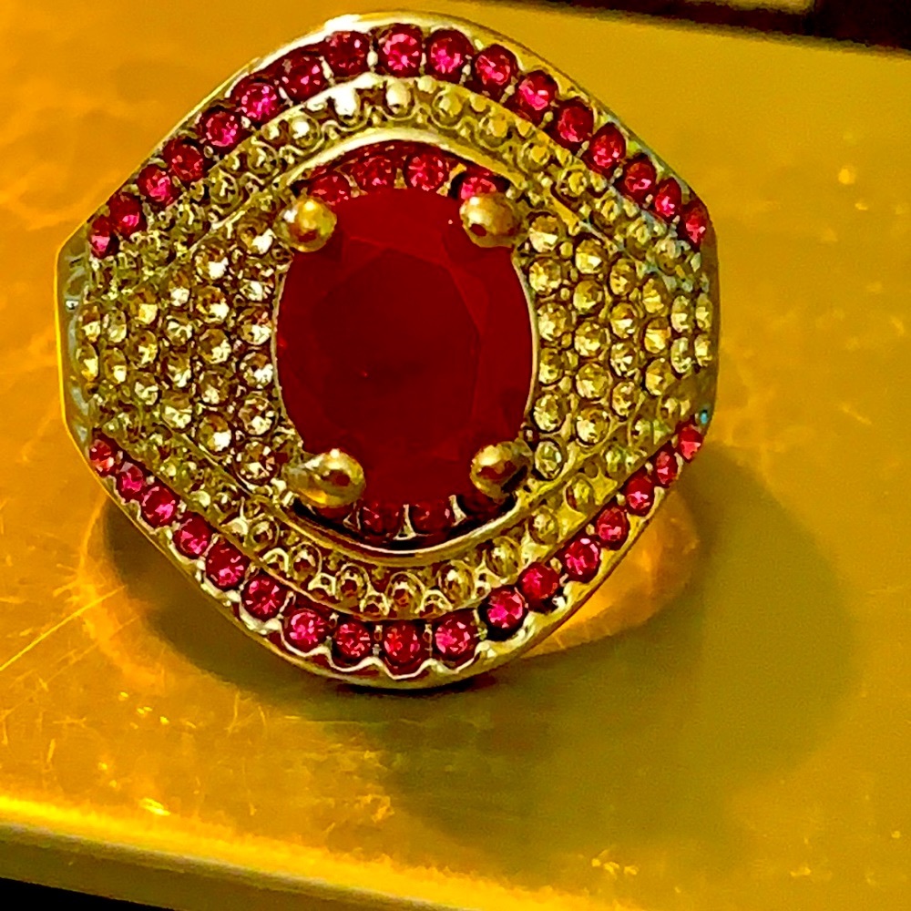 Ruby white sapphires pink topaz .925 ring